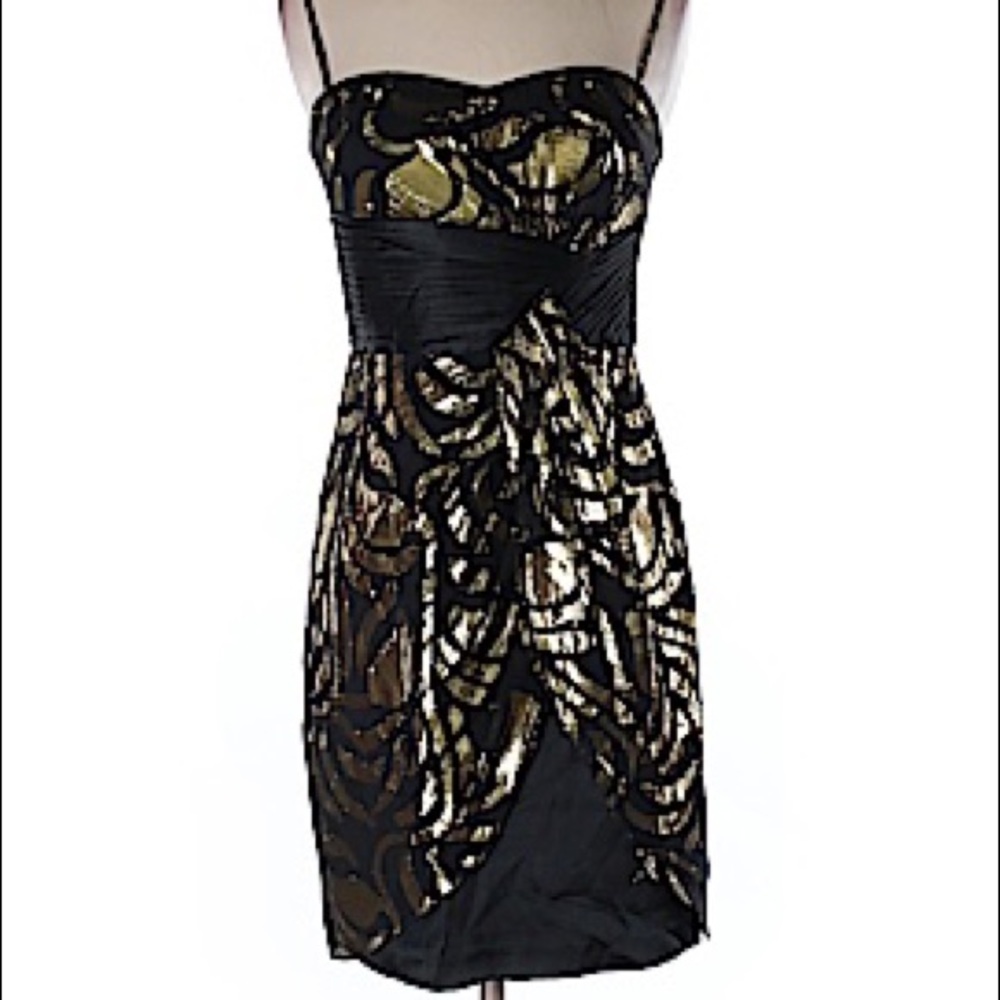 Metallic Good and Black Aidan Mattox Dress (6)